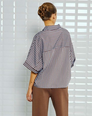 Helene WBL Batsleeve Skjorte - Brown Stripe